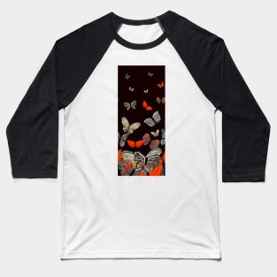 Butterfly Cascade Orange and Grey Colors Baseball T-Shirt